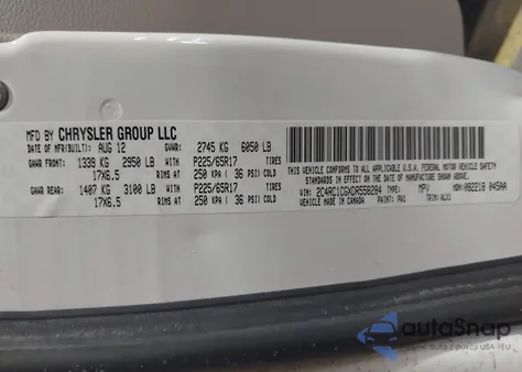 2013 Chrysler Town & Country Touring-L z USA, uszkodzony, nr VIN 2C4RC1CGXDR558284